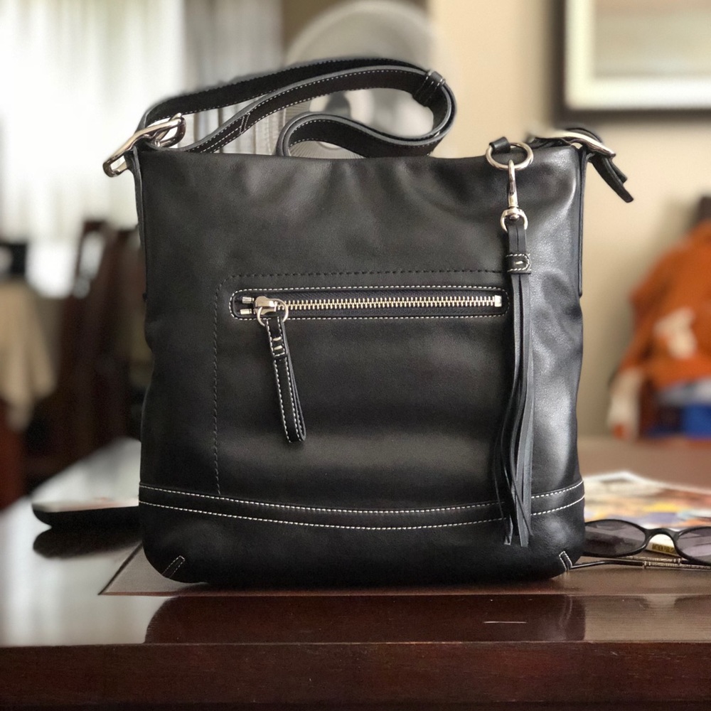 Authentic black leather COACH purse